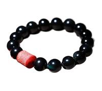 CNDBAHHE Braccialetto della ricchezza in Ossidiana Nera FEN Bracciale in Ossidiana, cinabro, Quarzo Arcobaleno, Perline, amuleto della ricchezza, Gemme dei Chakra, cinabro(Black-_16mm)