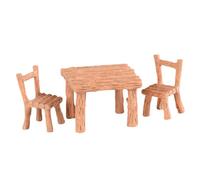 Cndiyald Mobili per la casa delle Bambole, Tavolo in Miniatura e sedie Set, mobili da Giardino Fata in Resina Sintetica, Sedia da banco per Micro Resina per casa delle Bambole