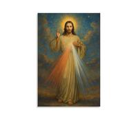 CNDJjslok Stampa artistica da parete su tela, poster cristiano, con Gesù della Divina Misericordia, decorazione moderna per soggiorno e camera da letto, 40 x 60 cm