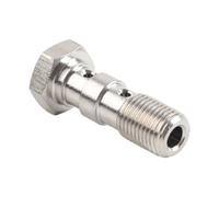 Cndocc35 1PC Doppio bullone banjo 3/8x24 UNF AN3 Raccordi adattatore freno 34mm Argento Universale Tubo freno per moto Raccordo per bici da corsa