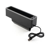 Cndocc35 Scatola portaoggetti universale per sedile auto in ABS con 1 cuscinetto in silicone, per evitare che le cose cadano per portafoglio, telefono, tasca a fessura, grigio.