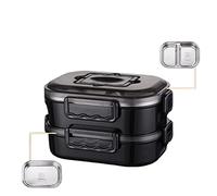 CNfhFRY Bento Boxes Box for la scuola Stile Ufficio Lunchbox portatile Microonde Stoviglie(Double Layer Black)