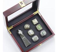 CNfhFRY Set di repliche Anelli con Piccolo Trofeo Fantasy Scatola Legno for Uomini, Donne, Amici e Tifosi Calcio