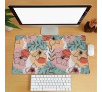CNfhFRY Tappetino for mouse grande e lungo for tastiera computer, lavabile, con base in gomma antiscivolo, motivo: fiori rosa neri astratti(600x400x3mm)