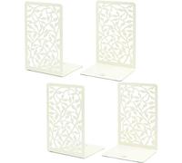 CNK Book Ends Bookends for Decorative Books Holder Bookend Shelves End Hold Heavy Duty Holders Stoppers Metal Stopper Cute Boho Bookshelf Holds Cookbook Office Home Set of 4 Bookends Pair White