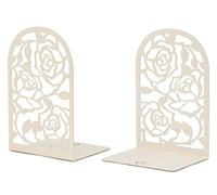 CNK Fermalibri di alta qualità per scaffali per libri, fermalibri in metallo per libri pesanti per casa e ufficio, porta libri, decorazione per la casa, fermalibri a forma di rosa, bianco