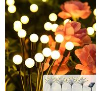 Cnkeeo Luci Solari Esterno, 4 Pezzi 8 LED Luci Solari da Giardino Esterno, 8 Modalità di Illuminazione, IP65 Impermeabili, Luce Esterno per la Decorazione del Percorso del Cortile, Bianco Caldo