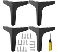 CNKHDZ 4 pezzi di piedini metallici per mobili Piedini metallici triangolari per mobili,piedini per armadi,portata 800 kg,adatti per cassettiere,divani,sedie letti,armadi,tavoli (Nero, 4 pack17cm)