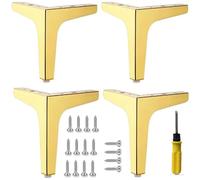 CNKHDZ 4 pezzi di piedini metallici per mobili Piedini metallici triangolari per mobili,piedini per armadi,portata 800 kg,adatti per cassettiere,divani,sedie letti,armadi,tavoli (Oro, 4 pack17cm)