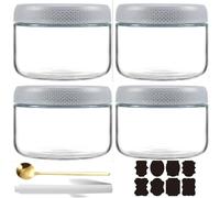 CNKHDZ Vasetto di Avena per la Notte,Bianco 4 Pack 300ML Contenitore Vetro per Yogurt,Overnight Oats Jar Vasetti per Yogurtvetro con coperchi 'avena per la,insalata,cereali e spuntini