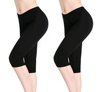 CnlanRow Pantaloncini da donna elasticizzati Capri, Pantaloncini corti da donna da indossare sotto la gonna - Nero - XX-Large