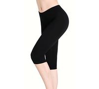 CnlanRow Pantaloncini da donna elasticizzati Capri, Pantaloncini corti da donna da indossare sotto la gonna - Nero - XL