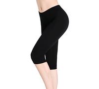 CnlanRow Pantaloncini da donna elasticizzati Capri, Pantaloncini corti da donna da indossare sotto la gonna - Nero - XXX-Large