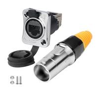 CNLINKO Connettore Impermeabile YT-RJ45, Spina Aeronautica con Doppio Porta 180° a 90° per Montaggio a Pannello, Presa Femmina 8P8C Ethernet per Reti Domestiche, Applicazioni Industriali