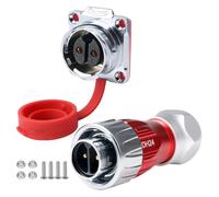 CNLINKO DH-24 Connettore impermeabile industriale a 2 poli, Connettore circolare IP68, Guscio in Metallo Anti-Interferenza, aeronautico a innesto rapido, Presa flangiata per montaggio a pannello M24