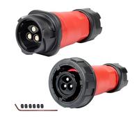 CNLINKO DL-28 50A Connettore Impermeabile, Montaggio a Vite a 3 Poli Alta Corrente Dimensioni Compatte Connettore Elettrico Set in Linea IP68 per Display Automazione Industriale