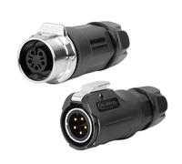 CNLINKO LP-12 Connettore Circolare 5 Poli IP68 Impermeabile - Per Attrezzature Esterne, Solari e Macchinari Industriali - DC 12V Set M12 Maschio/Femmina con Rinforzo Metallico (5-Poli)