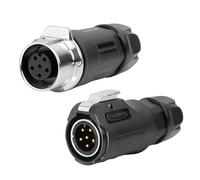 CNLINKO LP-12 Connettore Circolare 6 Poli IP68 Impermeabile - Per Attrezzature Esterne, Solari e Macchinari Industriali - DC 12V Set M12 Maschio/Femmina con Rinforzo Metallico (6-Poli)