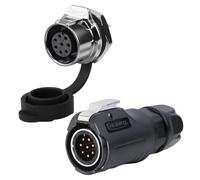 CNLINKO LP-12 Connettore Circolare 8 Poli IP68 Impermeabile - Per Attrezzature Esterne, Solari e Macchinari Industriali - DC 12V Filettatura a Singolo foro con Rinforzo Metallico (Kit 8-Poli)