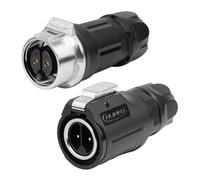 CNLINKO LP-16 a 2 Pin Connettore Impermeabile con Bloccaggio a Vite, IP68 Spina Circolare a Inserimento Rapido, Coppia di Spine Maschio e Femmina M16 (LP16 2-Poli con Filettatura)