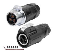 CNLINKO LP-20 a 3 Pin Connettore Impermeabile con Bloccaggio a Vite, IP68 Spina Circolare a Inserimento Rapido, Coppia di Spine Maschio e Femmina M20 (LP20 3-Poli con Filettatura)