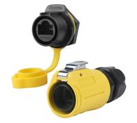 CNLINKO LP-20 RJ45 Set Connettore Impermeabile, Connettore Ethernet CAT6 Connettore Dual Port 8P8C Presa da Pannello IP68 Connettore Impermeabile (Set Giallo RJ45 a Foro Singolo)