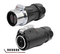 CNLINKO LP-24 a 2 Pin Connettore Impermeabile con Bloccaggio a Vite, IP68 Spina Circolare a Inserimento Rapido, Coppia di Spine Maschio e Femmina M24 (LP24 2-Poli con Filettatura)