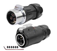 CNLINKO LP-24 a 3 Pin Connettore Impermeabile con Bloccaggio a Vite, IP68 Spina Circolare a Inserimento Rapido, Coppia di Spine Maschio e Femmina M24 (LP24 3-Poli con Filettatura)