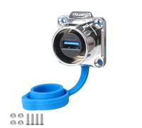 CNLINKO LP-24 Presa USB3.0 femmina, Tipo A femmina, Presa per montaggio a pannello Presa IP68 Dati impermeabile Connettore M24 Flangia (Presa USB femmina)