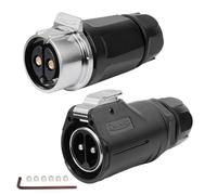 CNLINKO LP-28 a 2 Pin Connettore Impermeabile con Bloccaggio a Vite, IP68 Spina Circolare a Inserimento Rapido, Coppia di Spine Maschio e Femmina M28 (LP28 2-Poli con Filettatura)