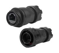 CNLINKO YM-20 Connettore RJ45 Impermeabile, Set di connettori ethernet CAT6 8P8C a doppia porta, Prese di montaggio a pannello, Connettore impermeabile IP68 (Nero RJ45 in Linea Set)