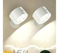 Cnlux Applique da Parete LED 2 Pezzi con Telecomando e Touch, 3 Temperature Colore, Batteria Ricaricabile USB-C, Luce Notte Dimmerabile Wireless 360° Orientabile per Camera da Letto Senza Fili