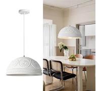 CNMKLM Lampada A Sospensione E27 Rustica Francese, Lampadario A Cupola Bianco Latte Con Intaglio In Resina Design Moderno E Minimalista Per Isola Della Cucina Camera Da Letto Sala Da Pranzo(1 head)