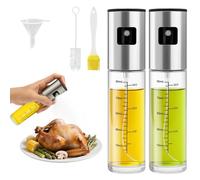 CNMTCCO 2 pezzi spray olio da cucina, vaporizzatore per 100 ml, spray olio d'oliva per cucinare, per insalate grigliate cottura al forno, realizzato in vetro e acciaio inossidabile