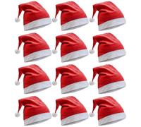 CNMTCCO Cappelli da Babbo Natale, 12 pezzi, cappelli da festa di Natale, cappelli di Natale o costume da Babbo Natale, cappello di Babbo Natale rosso per Capodanno, Natale e vigilia di Natale