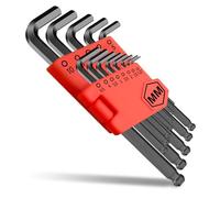 CNMTCCO Chiave esagonale 13 pezzi, con testa a sfera, set di esagoni da 1,27 a 10 mm, acciaio Cr-V temperato, chiave a L in acciaio inox, set di chiavi esagonali per artigiani