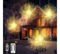 CNMTCCO Ghirlanda di luci natalizie, confezione da 4 luci USB da appendere, 480 pezzi, 8 modalità, luci a sfera impermeabili in filo di rame, adatte per casa, Natale, Halloween, feste all'aperto