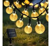 CNMTCCO Ghirlanda solare esterna, 8 m, 40 LED, palline impermeabili IP65, 8 modalità, decorazione balconi, terrazze, cortili