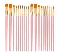CNMTCCO Set di 20 pennelli per dipingere in nylon per pittura acrilica, olio, acquerello, guazzo, viso, per bambini e adulti (rosa)