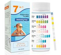 CNMTCCO Strisce Reattive Per Piscina 7 in 1, 100 Strisce Reattive per Acqua di Piscina, Tester per Piscina Ph e Cloro, Durezza, Alcalinità Totale, Acido Cianurico, Tester per Piscina per Spa