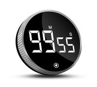 CNMTCCO Timer da Cucina Magnetico, Timer digitale con Display a LED, Cronometro da Tavolo con Conto Alla Rovescia per Cucinare, Cuocere al Forno, Imparare, Fitness, Sport (Nero)