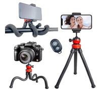 CNMTCCO Treppiede flessibile per smartphone e fotocamere con testa a sfera regolabile a 360°, clip per telefono estraibile e telecomando wireless Bluetooth per telefoni cellulari, DSLR e fotocamere