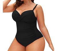 CNNBYYDS Costume da Bagno Intero Donna Taglie Forti Sexy Scollo a V Bikini Push Up Imbottito Reggiseno Curvy Costumi da Mare Donna Interi Costumi Un Pezzo Cross Spiaggia Beachwear Swimwear