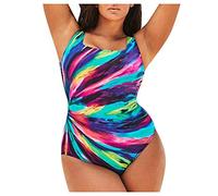 CNNBYYDS Costume Intero Donna Taglie Forti, Bikini Gradient in Righe Sportivo, Monokini Curvy Un Pezzo Brasiliana Spiaggia Beachwear per Mare Spiaggia Piscina Party Vacanza Surf, L-4XL