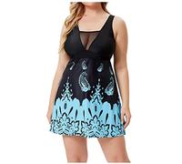 CNNBYYDS Costume Intero Donna Taglie Forti, Vestito da Bagno Stampa, Monokini Un Pezzo Brasiliana Spiaggia Beachwear Protezione UV UPF 50+ Donna Elegante, L-5XL