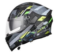 CNNGU Casco Bluetooth per Moto Casco Integrale Flip Up Helmet, Modular Flip-Tipo Doppio Sun Visor Casco Completo, DOT/ECE Casco Certificato