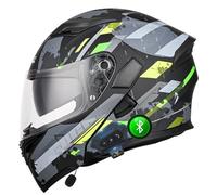 CNNGU Casco Bluetooth per Moto Casco Integrale Flip Up Helmet, Modular Flip-Tipo Doppio Sun Visor Casco Completo, DOT/ECE Casco Certificato