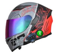 CNNGU Casco Bluetooth per Moto Casco Integrale Flip Up Helmet, Modular Flip-Tipo Doppio Sun Visor Casco Completo, DOT/ECE Casco Certificato