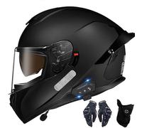 CNNGU Casco Bluetooth per Moto Casco Integrale Flip Up Helmet, Modular Flip-Tipo Doppio Sun Visor Casco Completo, DOT/ECE Casco Certificato