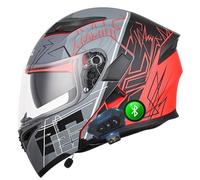 CNNGU Casco Bluetooth per Moto Casco Integrale Flip Up Helmet, Modular Flip-Tipo Doppio Sun Visor Casco Completo, DOT/ECE Casco Certificato
